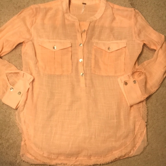 Free People Talk To Me Crinkled Frayed-Hem Shirt - Picture 5 of 8